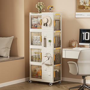Plastic Storage Cart With Wheels Transparent Drawers For Kitchen Organization Creamy White Rectangle Standing Type - Product Image 3