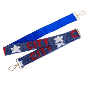 CRYSTAL CRAFT Model 2004 City Star Handmade Embroidered Glass Beads <b>Purse</b> Strap Customized Color Indian Style Custom Size Strap - Product Image 1