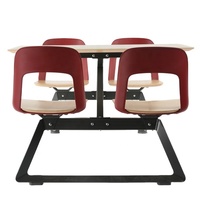 Ensemble de table et de chaises de restaurant modernes en acier et en bois, 4 places, meubles de salle à manger rectangulaires
