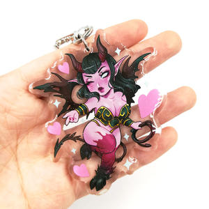 Porte-clés à double breloques en acrylique anime en résine époxy transparente personnalisée avec paillettes - Product Image 4