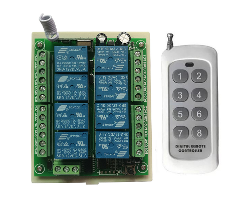 DC 12V 24V 8 CH Channels 8CH RF Wireless Remote Control Switch Remote Control System receiver transmitter 8CH Relay 315/433 MHz