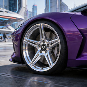 Nouvelles jantes en alliage forgé monobloc à 5 branches concaves Viaol, finition argentée, 18-22 pouces, pour M3/GTR/Chevrolet Corvette - Product Image 3