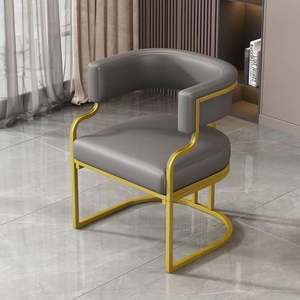 Chaises de salle à manger en cuir pour salon de manucure de luxe léger pour la maison Maquillage Réception d'hôtel Bureaux de vente Dossier de négociation - Product Image 6