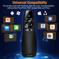 Télécommande de pointeur laser rouge sans fil 2.4 GHz portée 30m pour Mac OS Compatible avec PPT/Google Slides/Présentation du présentateur