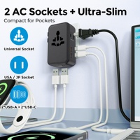 Adaptateur de voyage universel international Worldplug 70W GaN, compatibilité mondiale, prise US UK AUS EU, prise de voyage avec 2A2C