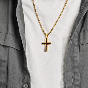 Collana con Ciondolo a Croce Personalizzata in Acciaio Inossidabile Placcato <span class=keywords><strong>Oro</strong></span> 18k, Stile Hip Hop e Punk per <span class=keywords><strong>Uomo</strong></span> - Product Image 6