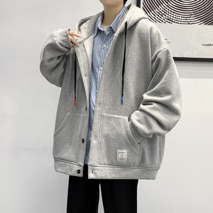 Sudadera con capucha y cremallera con logotipo personalizado, suéter de algodón para hombre, abrigo de color sólido, modelos de otoño e invierno, cómodo y fresco. - Product Image 4