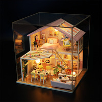Kit de bricolage pour maison de poupée en bois, modèle de villa loft créative, jouet d'assemblage, cadeau d'anniversaire/saint-valentin/noël, ensembles miniatures pour femmes