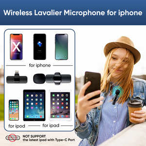 Apexel Hot phụ kiện di động nhỏ xách tay vlog podcast ghi âm ve áo Lavalier Micro không dây cho Iphone Android di động - Product Image 4