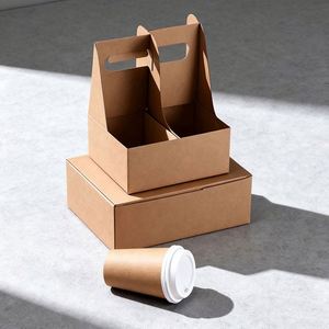 Caja de Bebidas Kraft OEM con Asa de Diseño Gratuito, Empaque de Papel para Bebidas para Llevar y Cafeterías - Product Image 3