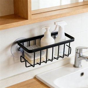 Support de rangement moderne pour éponges de cuisine avec égouttoir, en acier inoxydable, design boule, double niveau, panier suspendu pour serviettes - Product Image 2