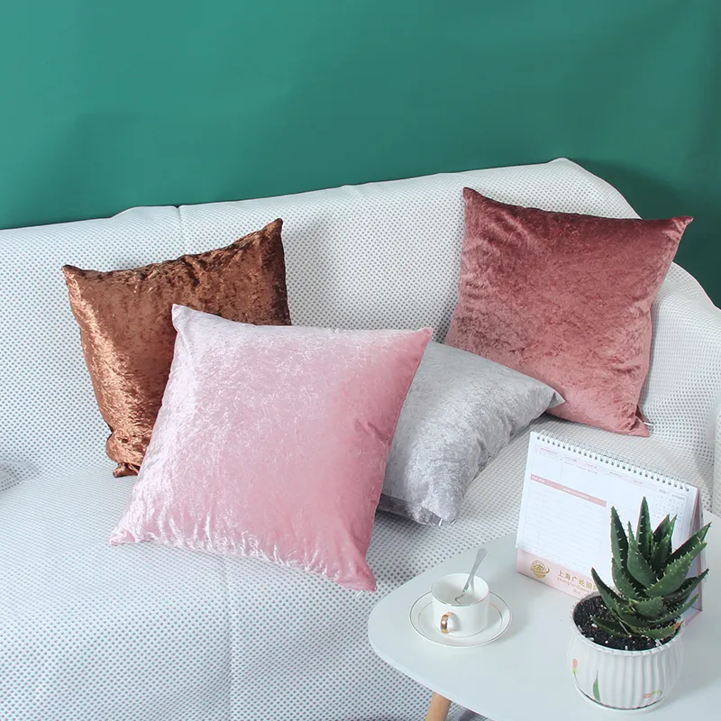 Soild Color crushed ice velvet european square home decorative throw pillow covers velvet cushion covers