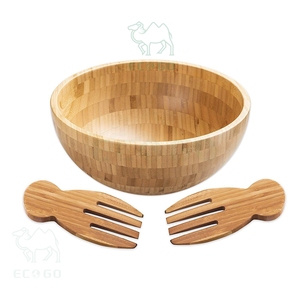 Ensaladera de madera a prueba de humedad Diseño moderno Cuenco de madera para servir Cuenco de bambú grande anticorrosivo - Product Image 1