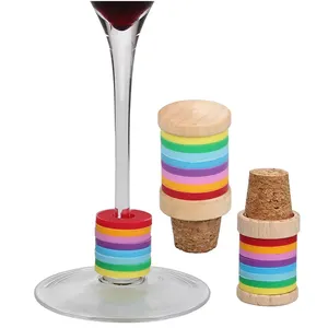 Colorful Wine Stoppers, Reusable Leak Proof Bottle Sealer Wine Saver, Silicone wine stopper with bottle markers