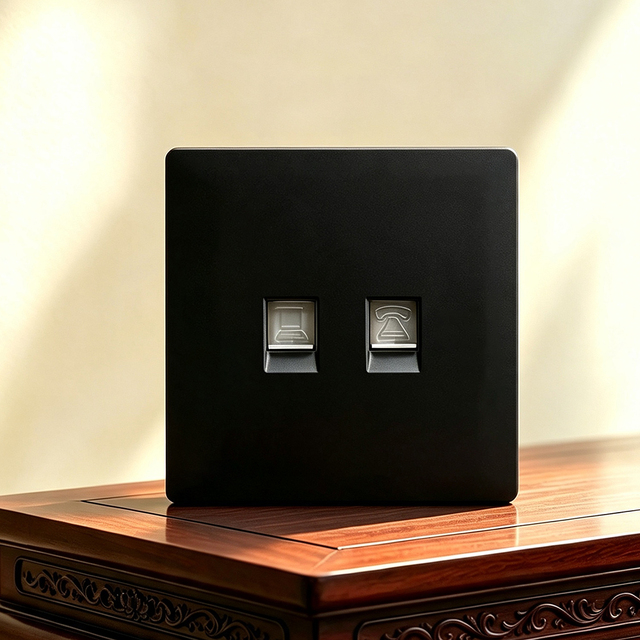 Steel Frame Phosphor Bronze Contact Smooth Panel A6 B1 Computer Network Phone Telephone Combined Outlet Wall Socket