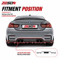 Diffuseur arrière en fibre de carbone véritable style AD pour BMW F80 F82 M3 M4 berline coupé, séparateur de pare-chocs arrière, twill 3K 2014-2018