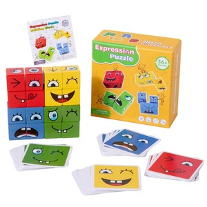 Bloques de Construcción de Rompecabezas para Niños, Juego de Combinación de Caras, Juguete de Lógica de Madera Montessori, Entrenamiento Cerebral para Jardín de Infancia y Preescolar - Product Image 1