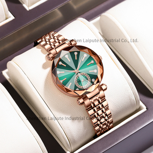 Laipute 사용자 정의 여성의 우아한 석영 시계 스테인레스 스틸 럭셔리 다이얼은 다이아몬드로 상감 세공 유리 다이얼 창 - Product Image 3