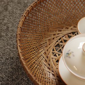 Handmade <b>Bamboo</b> Woven Storage <b>Basket</b> Round For Tea Set Home Living Room Use Anji Origin - Product Image 2