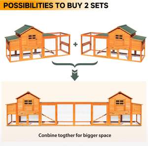 กรงไก่ขนาดใหญ่กลางแจ้ง ทนทาน บ้านเป็ด บ้านสัตว์ปีก บ้านสัตว์เลี้ยง 2 ห้อง พร้อมกรงเลี้ยง<span class=keywords><strong>ไข่</strong></span> กล่องทำรัง ทำจากไม้เฟอร์ - Product Image 6