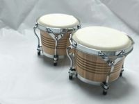 Tambour Bongo Africain en Bois d'Érable Couleur Bois 6/7 Pouces CIK/OEM ZHB-108 Fabriqué en Chine Emballage en Carton