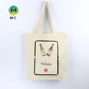 Hoegaarden bier digitale gedruckt 8 unzen A3 Faltbare leinwand tote tasche mit zipper für Brauerei/Weingut