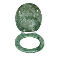 Siège de toilette à fermeture douce en MDF imprimé marbre avec charnières en alliage de zinc et plaque de protection, garantie 1 an pour salle de bain