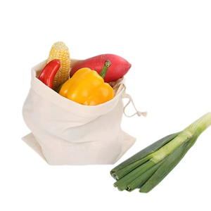 Sac de courses réutilisable en coton biologique avec cordon de serrage, sac de rangement anti-poussière 25x30 10x15cm pour légumes, riz et aliments - Product Image 4