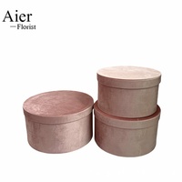 Aierflorist - Vente en gros de boîtes cadeaux rondes en tissu velours de haute qualité, couleur unie, grande taille, 3 pièces