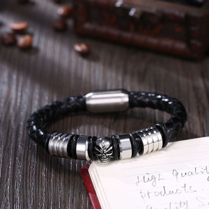 Factory Wholesale Punk Jewelry European American Unisex Stainless Steel Magnetic Buckle Nautical Design Skull Head <b>Bracelets</b> - Product Image 1