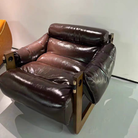 Fauteuil lounge confortable en cuir synthétique haut de gamme, style mid-century, ergonomique, imperméable, siège de direction, mobilier de salon