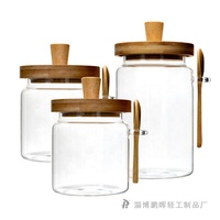 Bocal en verre de stockage unique avec couvercles