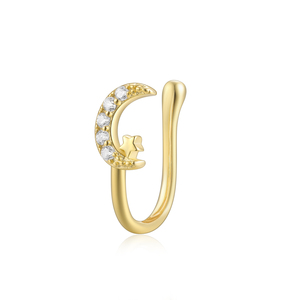 CANNER Anillo de Nariz con Forma de Estrella, Luna y Diamante, Joyería para Piercing, No se Deslustra, Anillos de Nariz Modernos en Forma de U - Product Image 6