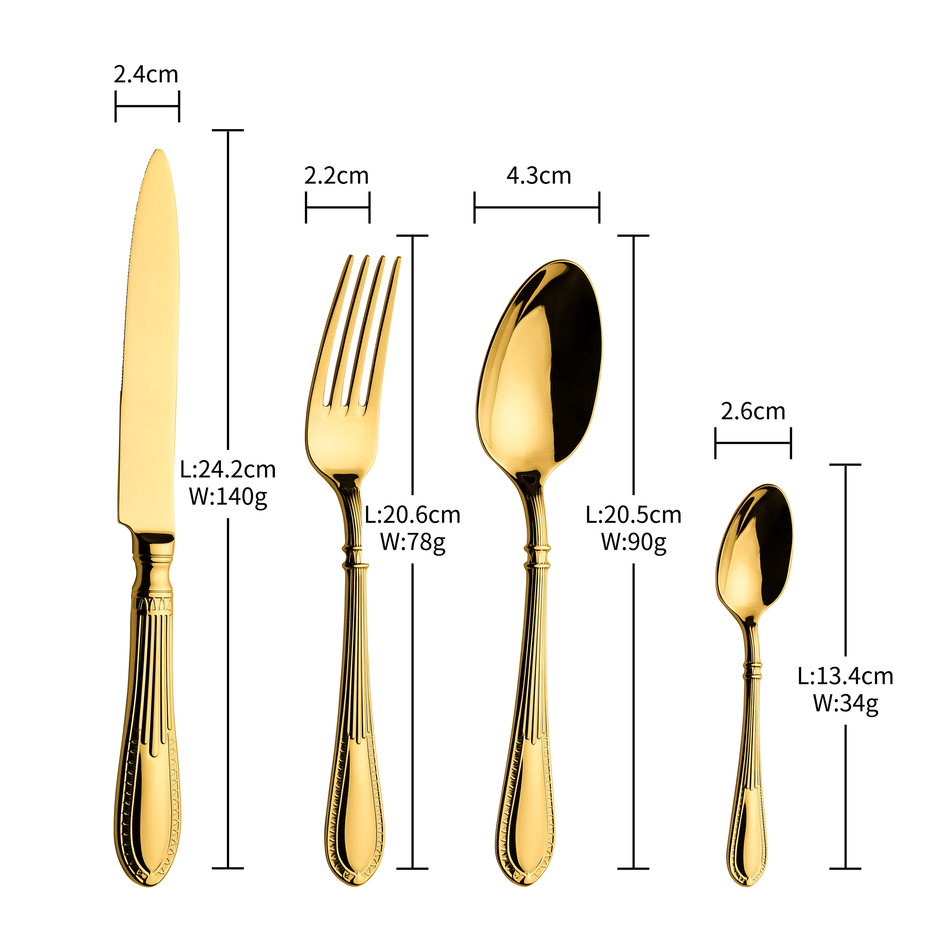Modern Luxury 18/10 Stainless Steel Cutlery Set Mirror Polished Gold Spoon Silverware Flatware for Weddings and Hotels · image 6