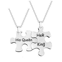 Forever Always Couple Géométrique Amour Puzzle Lettrage Pendentif En Acier Inoxydable pour Anniversaires De Mariage Chandail Chaîne Style