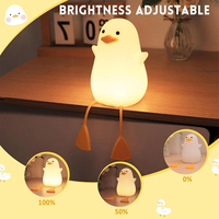 Luz Nocturna de Silicona con Forma de Pato, Lámpara con Sensor Recargable por USB RGB, Regalo para Decoraciones Navideñas, Decoración de Habitación, Pequeña Luz de Noche