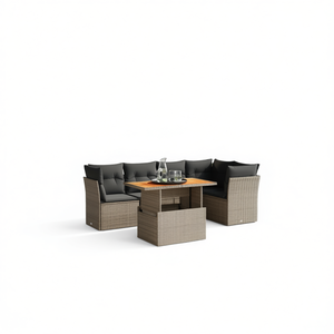 Ensemble de canapés de jardin gris en rotin, mobilier d'extérieur avec coussins en mousse haute densité, design contemporain, durable pour une utilisation en jardin - Product Image 1