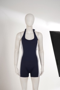 Combinaison de sport color-block sans manches à col licou et dos nu, extensible, pour l'été, le fitness et le yoga - Product Image 2