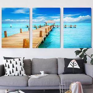 <span class=keywords><strong>Peinture</strong></span> murale nordique à 3 panneaux, affiche <span class=keywords><strong>de</strong></span> <span class=keywords><strong>coucher</strong></span> <span class=keywords><strong>de</strong></span> <span class=keywords><strong>soleil</strong></span> sur la <span class=keywords><strong>plage</strong></span> pour la décoration <span class=keywords><strong>de</strong></span> la chambre d'hôtel, design moderne, impression sur toile <span class=keywords><strong>de</strong></span> haute qualité - Product Image 1