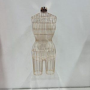 Maniquí de <span class=keywords><strong>Mujer</strong></span> con Torso de Hierro, Pecho Grande, Parte Superior Dorada, Maniquíes de Alambre Metálico, Talla Grande, Soporte de Metal para Vestidos - Product Image 3