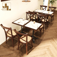 Ensemble de meubles de style nordique pour restaurant, bistro, café, hôtel, table à manger et chaise en bois de noyer