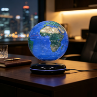 Globo Terráqueo Magnético de Levitación con Mapa del Mundo Giratorio, Luz LED, Adorno de Escritorio, Decoración de Oficina