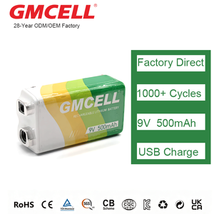 USB Rechargeable 9V <b>Battery</b> Type-<b>C</b> Charger lithium <b>Battery</b> 1000 Cycles for Smoke alarm - Product Image 1