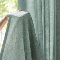 Tela de Cortina Transparente con Aspecto de Lino 100% Poliéster, Color Verde Salvia, Tela para Cortinas con Filtro de Luz, Venta al por Mayor