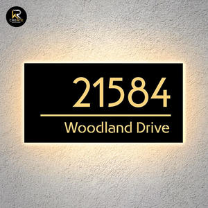 定制现代照明门牌号发光二极管门牌号，带轻金属背光公司地址灯箱 - Product Image 2