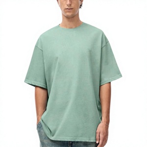 เสื้อยืดผู้ชายผ้าฝ้ายแท้ 100% หนัก 220 GSM สีพื้น ผลิตตามแบบ OEM สำหรับใส่หน้าร้อน ทรงโอเวอร์ไซส์ ไหล่ตก คุณภาพสูง รับผลิตตามสั่ง - Product Image 4