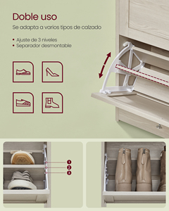 <span class=keywords><strong>Meuble</strong></span> de rangement pour chaussures <span class=keywords><strong>VASAGLE</strong></span>, en bois, autoportant, pour 14 à 18 paires de chaussures, avec 3 portes rabattables - Product Image 3