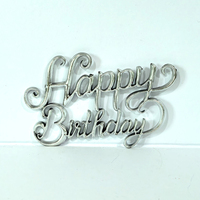 Gold Silber Roségold Schwarz Metallisch 3D Happy Birthday Cake Topper Kursiv Schriftlich Dekoration für Partyzubehör