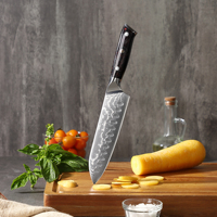 Pisau Santoku Tradisional Jepang Angele 7 Inci, Gagang Resin Ramah Lingkungan, Ambidextrous, Finishing Poles Tinggi untuk Dapur