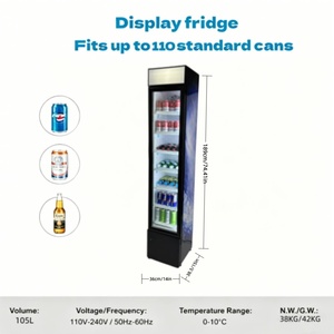NE-105CL Glass <b>Door</b> Vertical Refrigerator Beverage Upright Display Fridge with LED <b>Light</b> and Lock - Product Image 1